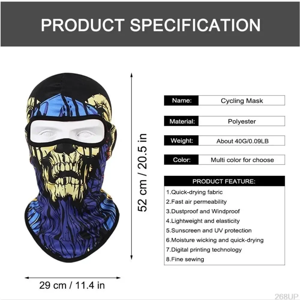 Tactical Skull Ghost Printed Full Face Mask Balaclava Halloween Ski Motorcycle